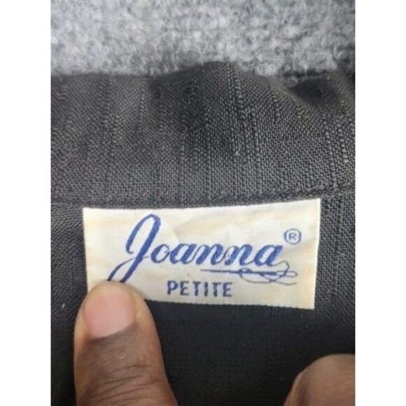 Vintage Joanna Petite Blazer Black Women Sz L Gold Button Office 90s Workwear‎ - Picture 7 of 10